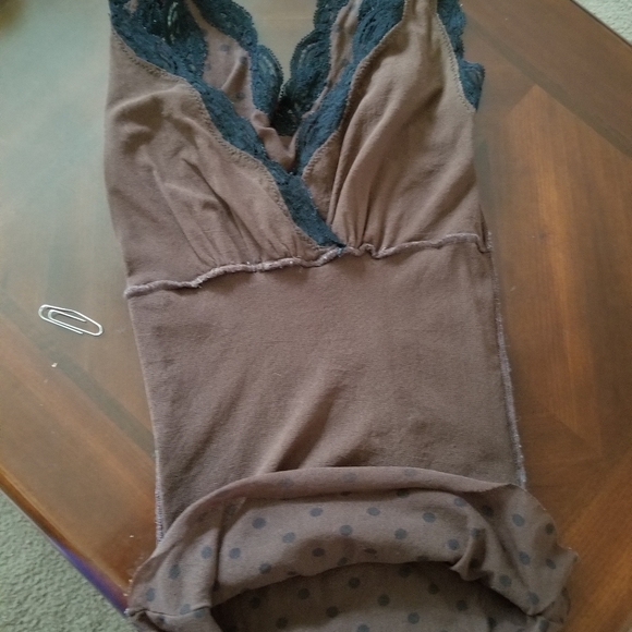 Brown polka dot Only Hearts Top size P/S - Picture 3 of 6